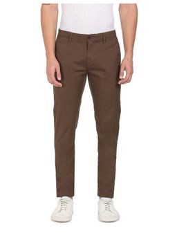 U.S. POLO ASSN. - Men Dark Khaki Austin Tapered Fit Solid Trousers
