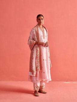 Aarti Sethia Studio - Powder Pink Kurta and Pant with Dupatta (Set of 3)