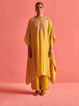 Aarti Sethia Studio - Mustard Yellow Kaftan and Palazzo (Set of 2)