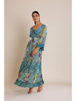 Kapraaha - Floral Print V-Neck Maxi