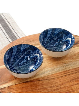 Femora - Blue Modern Splatter Pattern Ceramic Bowls (Pack of 2)