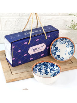 Femora - White Whimsical Scattered Floral Pattern Serving Bowls (Pack of 2)