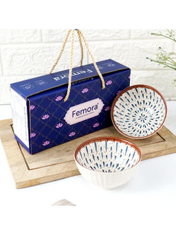 Femora - White Modern Splatter Pattern Serving Bowls (Pack of 2)
