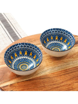 Femora - Blue Elegant Mandala Porcelain Serving Bowls (Pack Of 2)