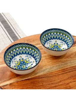 Femora - Multi-Color Elegant Floral Accents Dinner & Serving Bowls (Pack of 2)