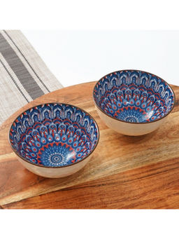 Femora - Blue Exquisite Mandala Pattern Design Serving Bowls (Pack of 2)