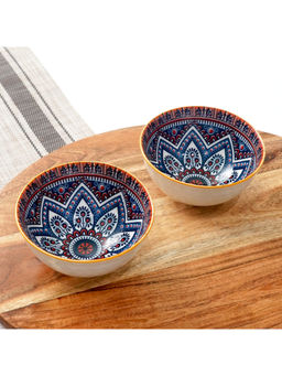 Femora - Blue Exquisite Mandala Motif Design Serving Bowls (Pack of 2)