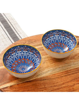 Femora - Blue Dazzling Starburst Pattern Serving Bowls (Pack of 2)