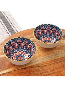 Femora - Multi-Color Harmonious Symmetrical Pattern Serving Bowls (Pack of 2)