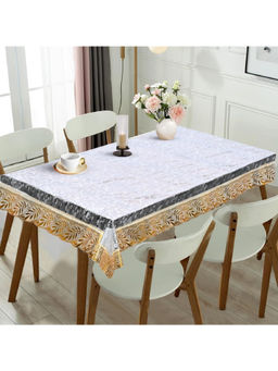 VIVALUXORA - Bubble Designed Embroider Gold Floral Lace Table Cover (4 Seater)