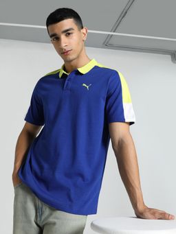 Puma - Essentials Shoulder Colorblock Polo Mens Blue T-Shirt