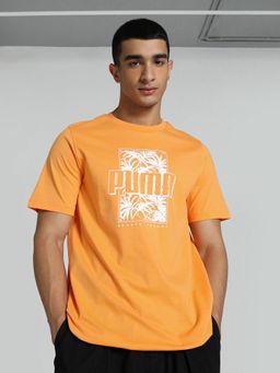 Puma - Essentials Palm Resort Printed Mens Orange T-Shirt