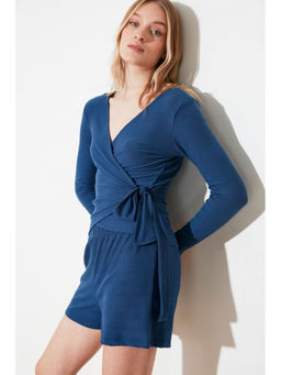 Trendyol - Blue Wrap Top Pyjamas (Set of 2)