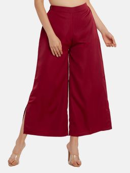 Zink London - Women Maroon Solid Trouser