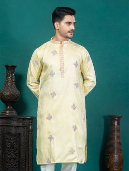 EKYAA - Ethnic Motif Embroidered Yellow Kurta