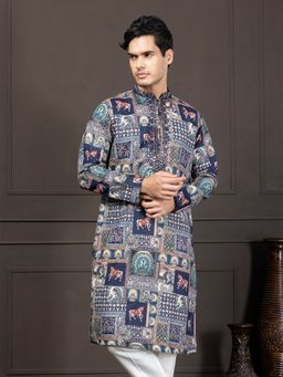EKYAA - Ethnic Motif Printed Blue Kurta