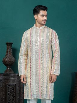 EKYAA - Georgette Mirror Work Multi Color Kurta