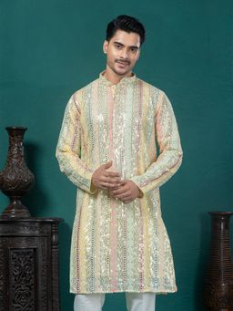 EKYAA - Georgette Mirror Work Multi Color Kurta