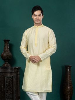 EKYAA - Ethnic Motif Jacquard Yellow Kurta