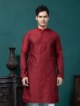 EKYAA - Ethnic Motif Jacquard Maroon Kurta