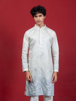 EKYAA - Ombre Ethnic Motif Embroidery Grey Kurta