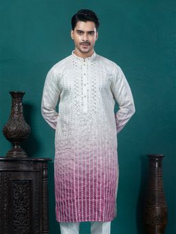 EKYAA - Ombre All over Mirrorwork Off White Kurta