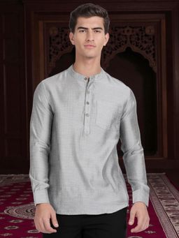 Kryptic - Cryptic Men Cotton Dobby Grey Short Kurta