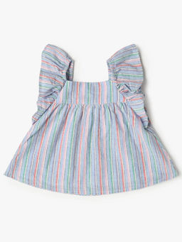 GAP - Girls Multi-Color Square Neck A-Line Striped Dress with Bloomer