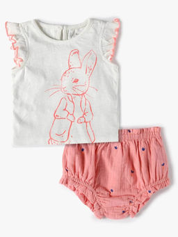 GAP - Girls Grey Printed Cotton Top with Bloomer