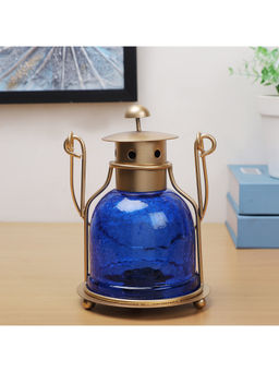 HomeTown - Dazzle Metal Lantern in Blue