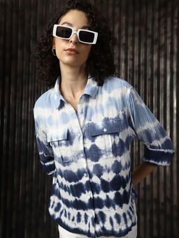 High Star - Women's Navy Blue Tie and Dye Shirt