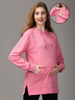The Mom Store - Power Pink Maternity and Nursing Hoodie Sweatshirt