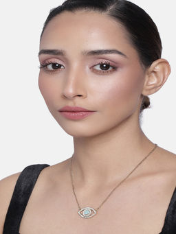 Estele - Gold Plated Bedazzled Lucky Evil Eye Charm Pendant for Women.