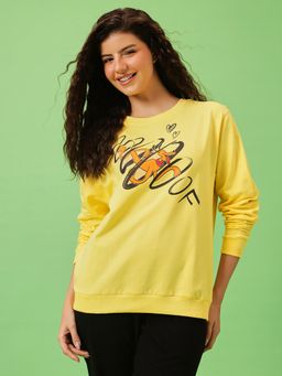 Clovia - Yellow Cotton Terry Disney Sweatshirt