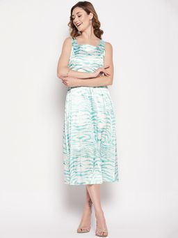 CAMLA - Green Printed Square Neck Maxi Dress Green