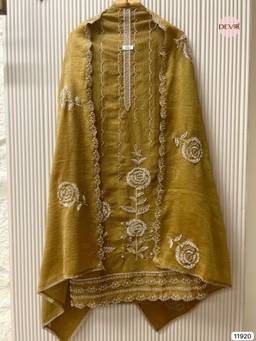 DEVRI - Yellow Pure Tissue Unstitched Kurta with Pant and Dupatta