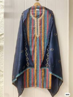 DEVRI - Multi-Color Embroidered Unstitched Kurta with Pant and Dupatta