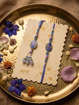 NVR - Purple Artificial Beads Traditional Bhaiya Bhabhi Rakhis