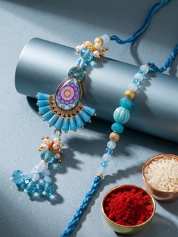 NVR - Chandan Transparent Beads Pear Shape Bhaiya Bhabhi Rakhis
