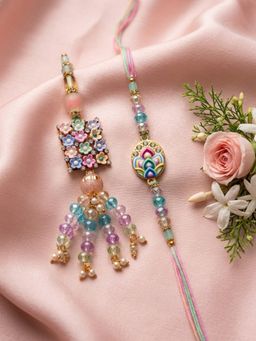 NVR - Chandan Artificial Beads Traditional Bhaiya Bhabhi Rakhis
