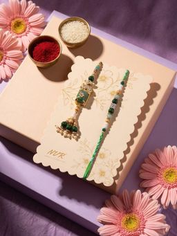 NVR - Green Artificial Beads Traditional Bhaiya Bhabhi Rakhis