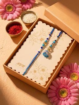 NVR - Blue Artificial Beads Jhumka Design Bhaiya Bhabhi Rakhis