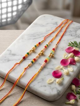 NVR - Artificial Beads Orange Thread Rakhis (Pack of 3)