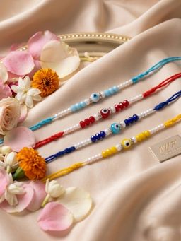 NVR - Multi-Color Evil Eye Thread Rakhis (Pack of 4)