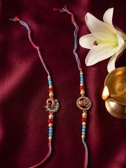 NVR - Multi-Color Artificial Beads Thread Rakhis (Pack of 2)