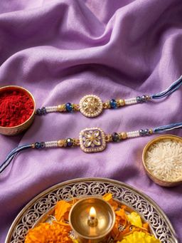 NVR - White Pearls Thread Rakhis (Pack of 2)