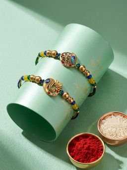 NVR - Chandan Multi-Color Artificial Stones & Beads Thread Rakhis (Pack of 2)