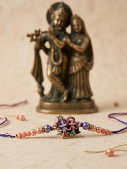 NVR - Radha Krishna Multi-Color Artificial Beads Thread Rakhi