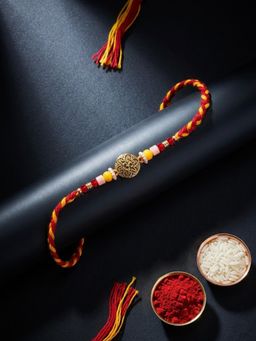 NVR - Chandan Artificial Beads Decorative Om Design Religious Thread Rakhi