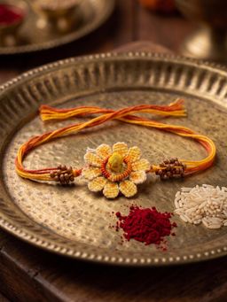 NVR - Yellow Floral Seed Thread Rakhi
